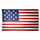 American flag with 15 stars and 15 stripes on a white background