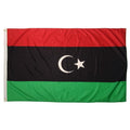 Red, black, and green flag of Libya with a white crescent moon and a star