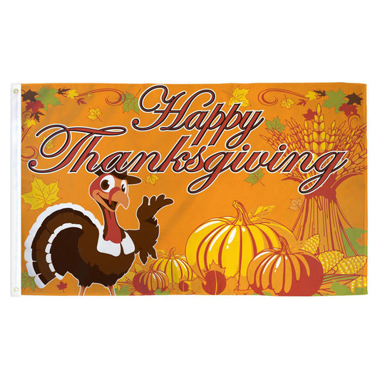 Happy Turkey Flag - 3ft x 5ft Printed Polyester