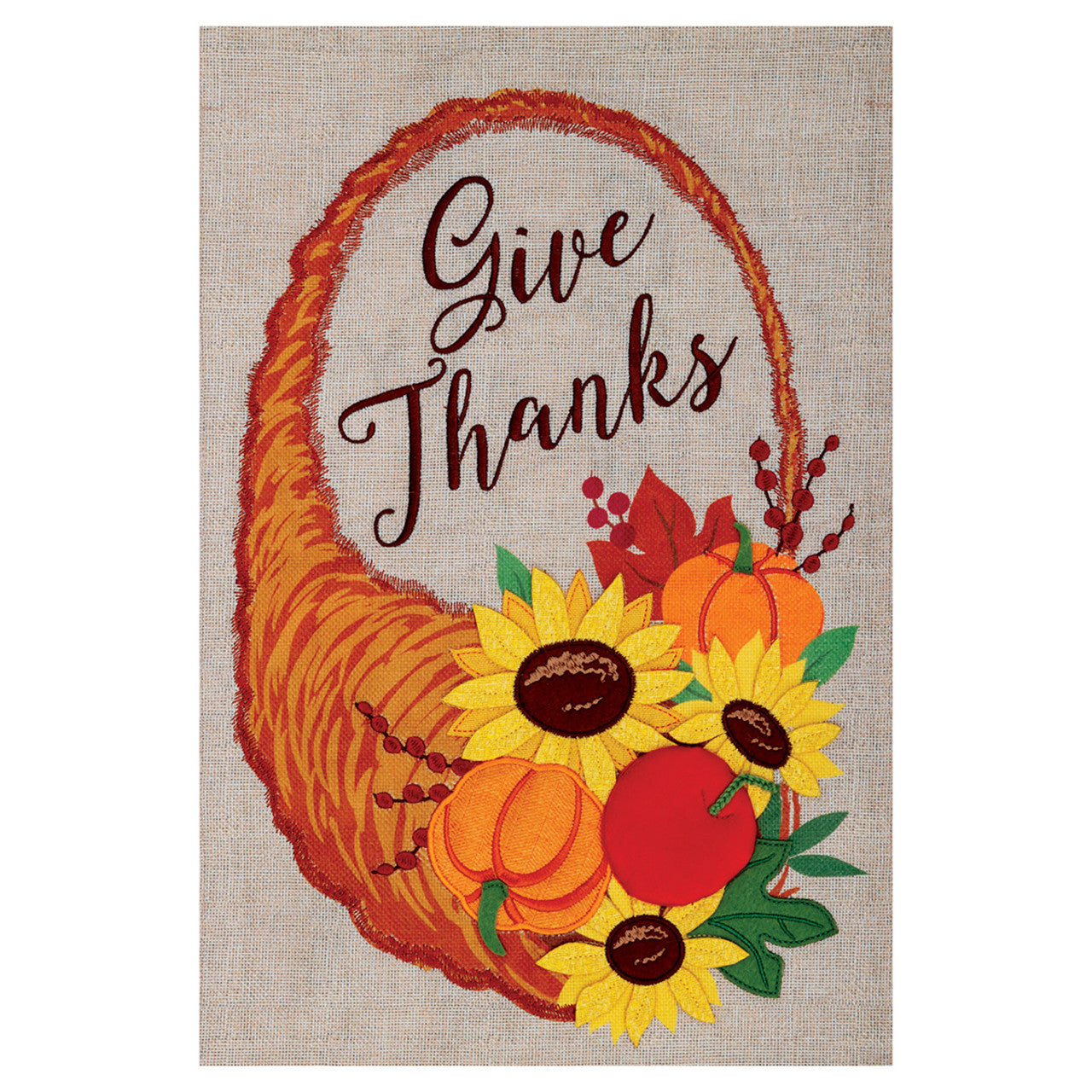 Give Thanks Cornucopia Garden Flag - 12in x 18in