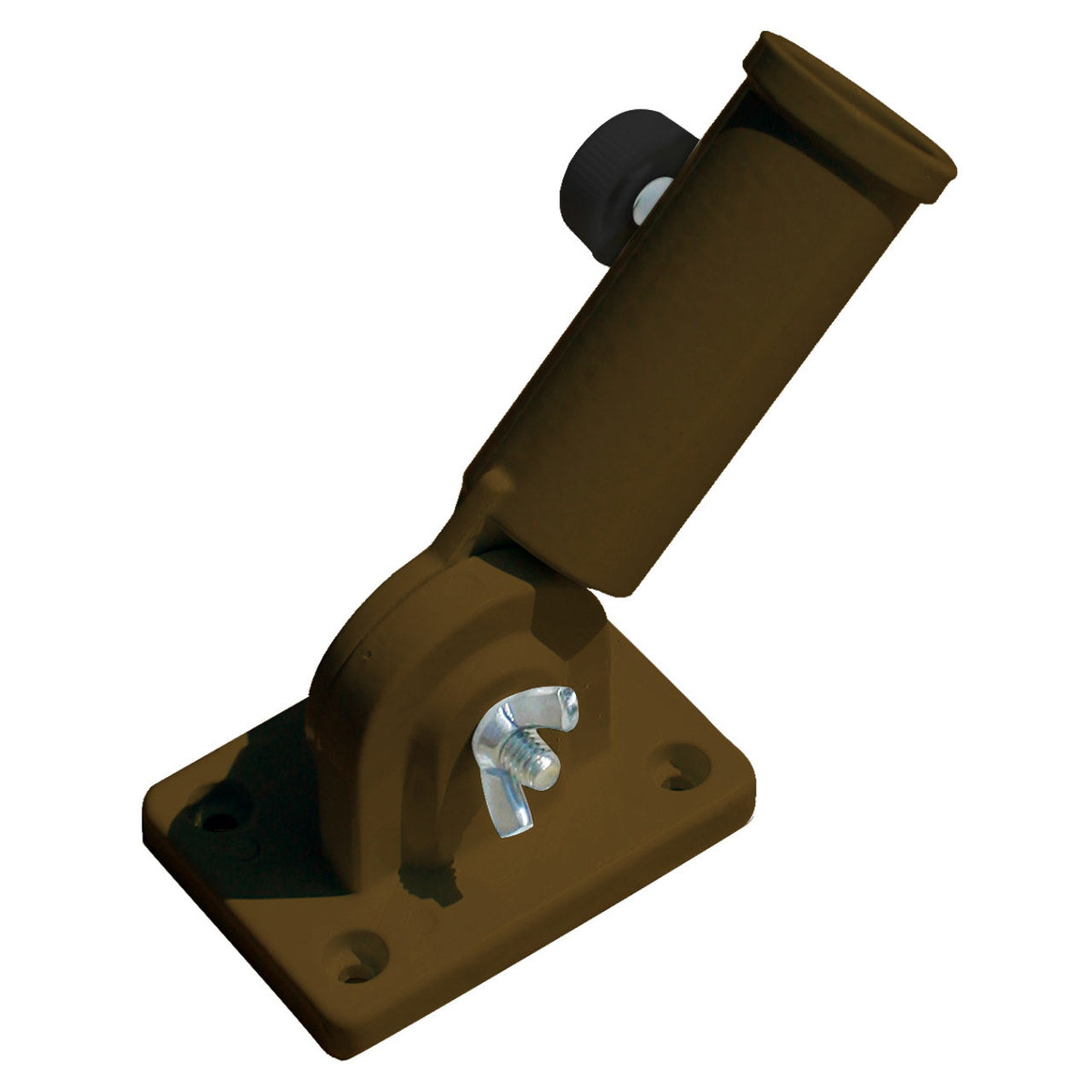Flagpole wall mount bracket on a white background