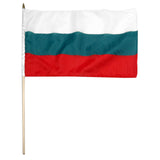 Bulgarian flag with white, green, and red stripes on a white background