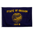 Flag of the State of Oregon with gold text and emblem on a blue background