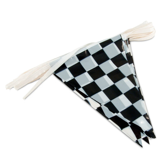 Checkered Poly String Pennant Flags - 12in x 18in