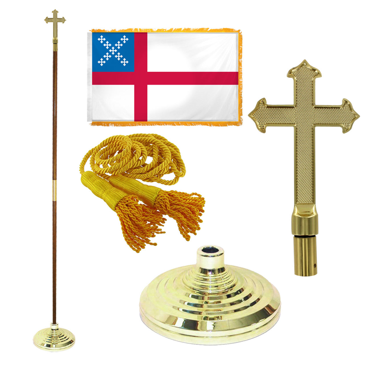 Super Tough Indoor Flagpole Kit with Nylon 3' x 5' Episcopal Flag