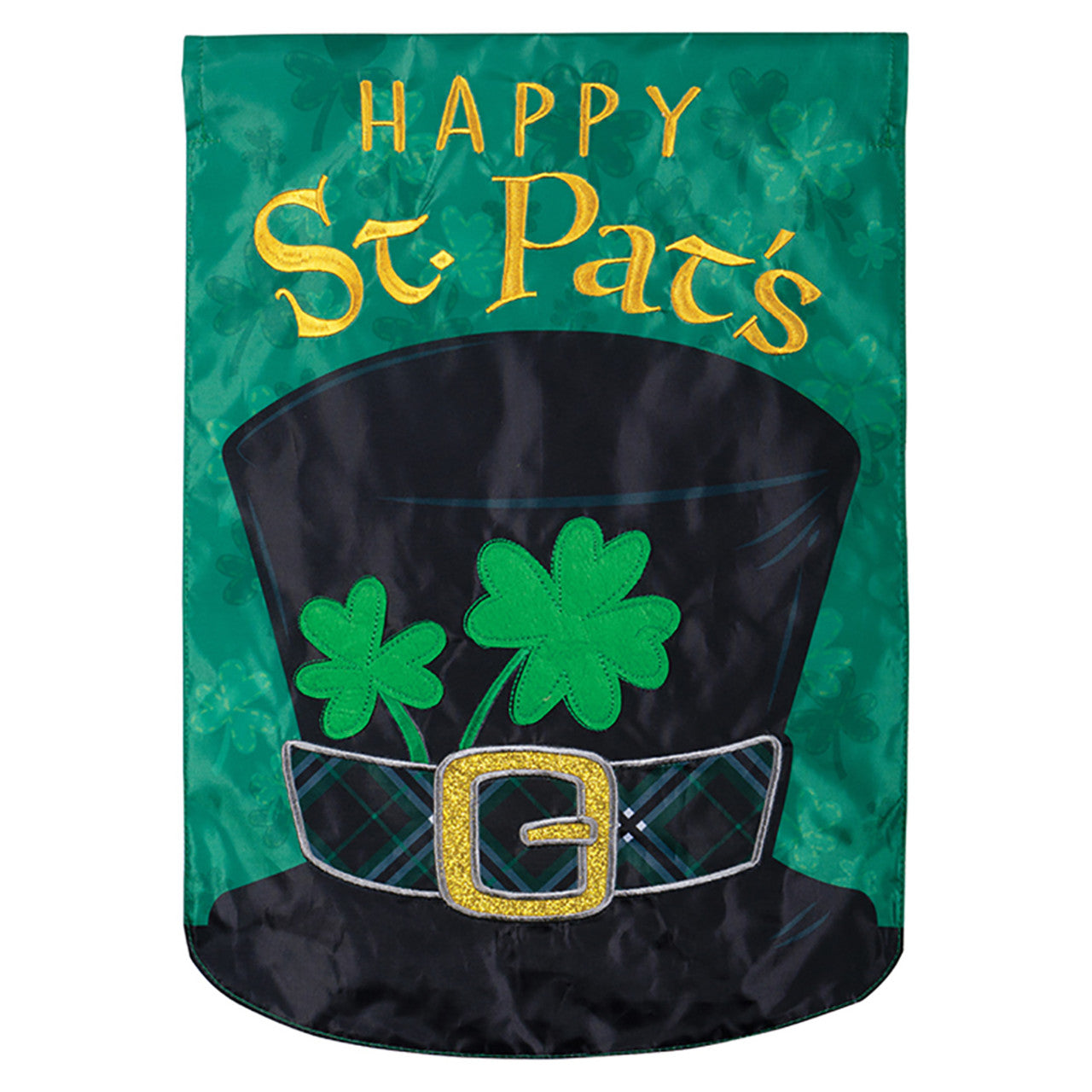 St. Patrick's Day Banner Flag - Hat and Clover - 12.5in x 18in