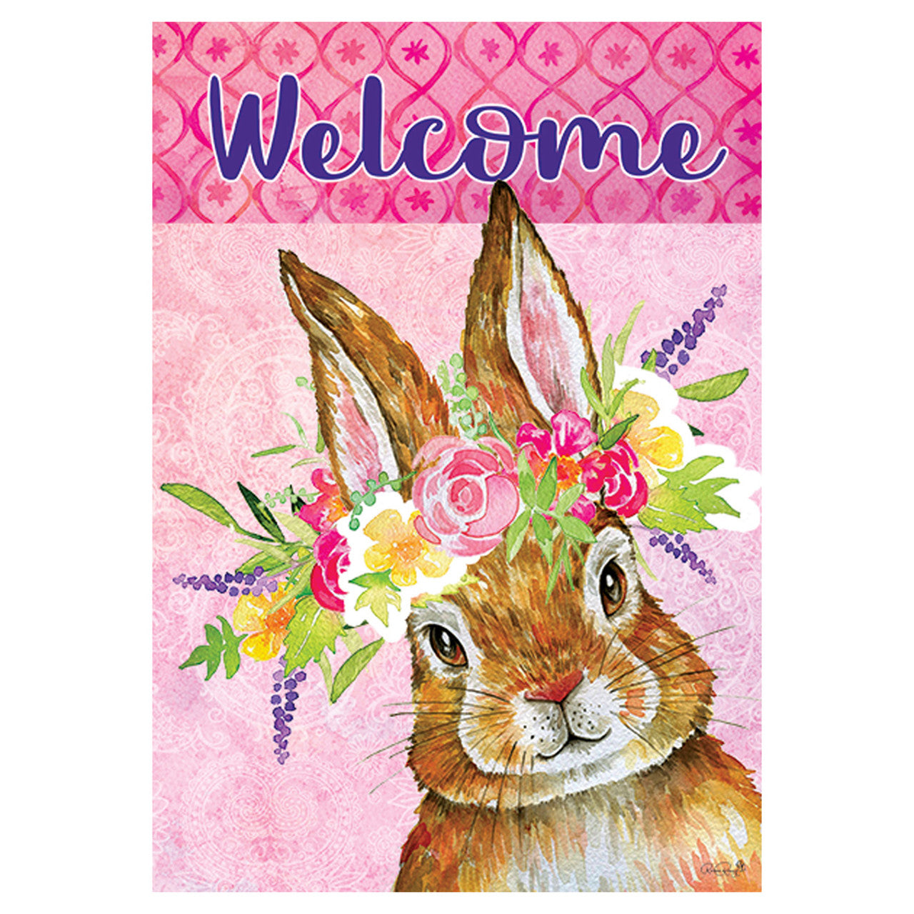 Easter Garden Flag - Bunny Wreath - 12in x 18in