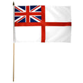 Flag with Union Jack design on a white background for the UK Royal Navy flag