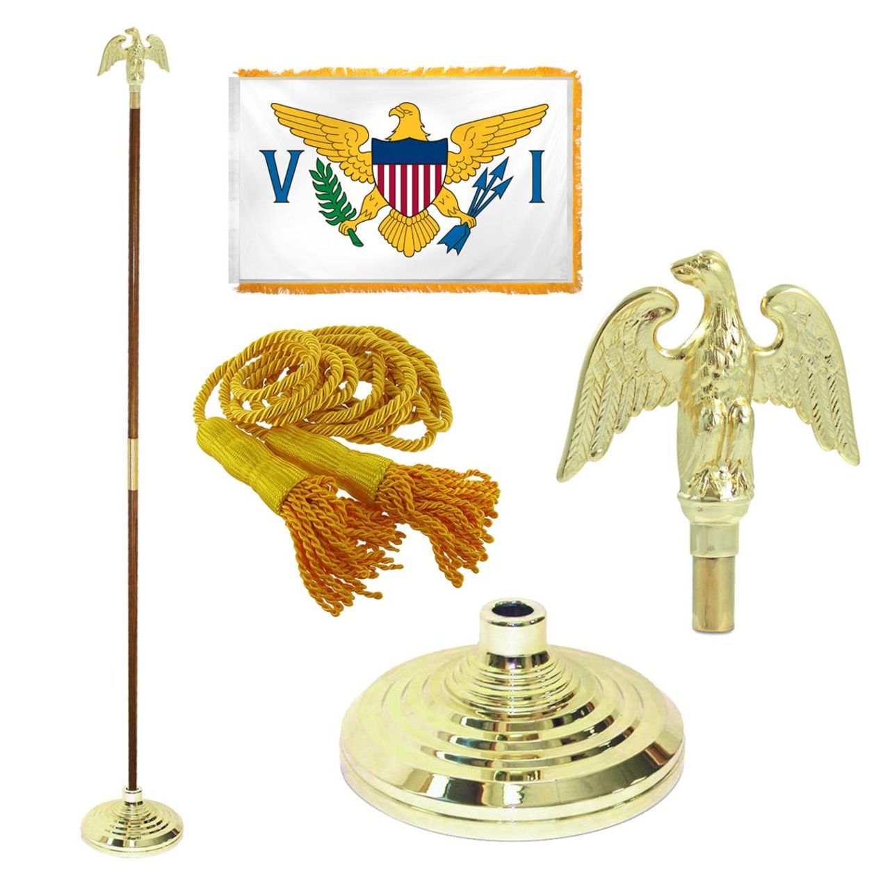 Super Tough Indoor Flagpole Kit with Nylon 3' x 5' Virgin Islands Flag