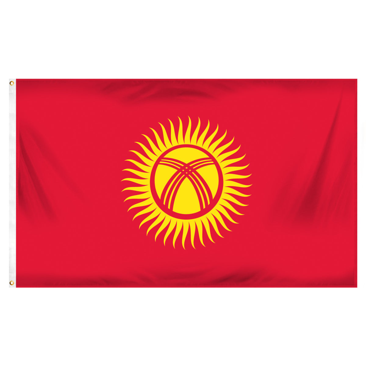 Kyrgyzstan flag with a yellow emblem on a red background
