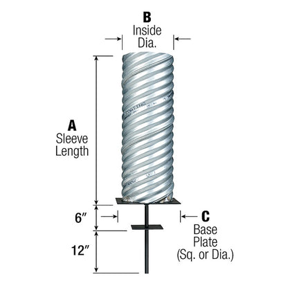 Steel Ground Sleeve - 6-7" Diameter - 35' High Flagpoles