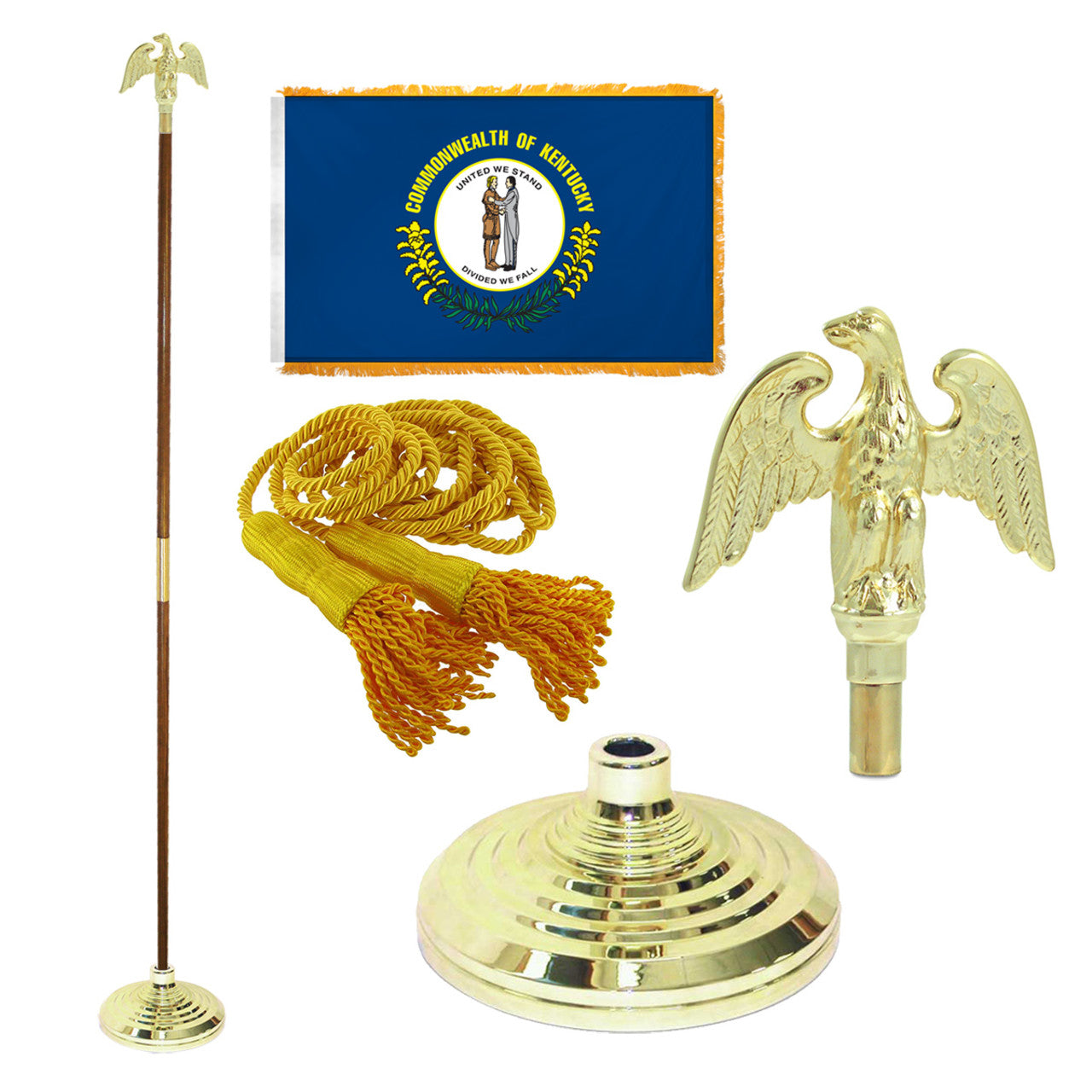 Super Tough Indoor Flagpole Kit with Nylon 3' x 5' Kentucky Flag