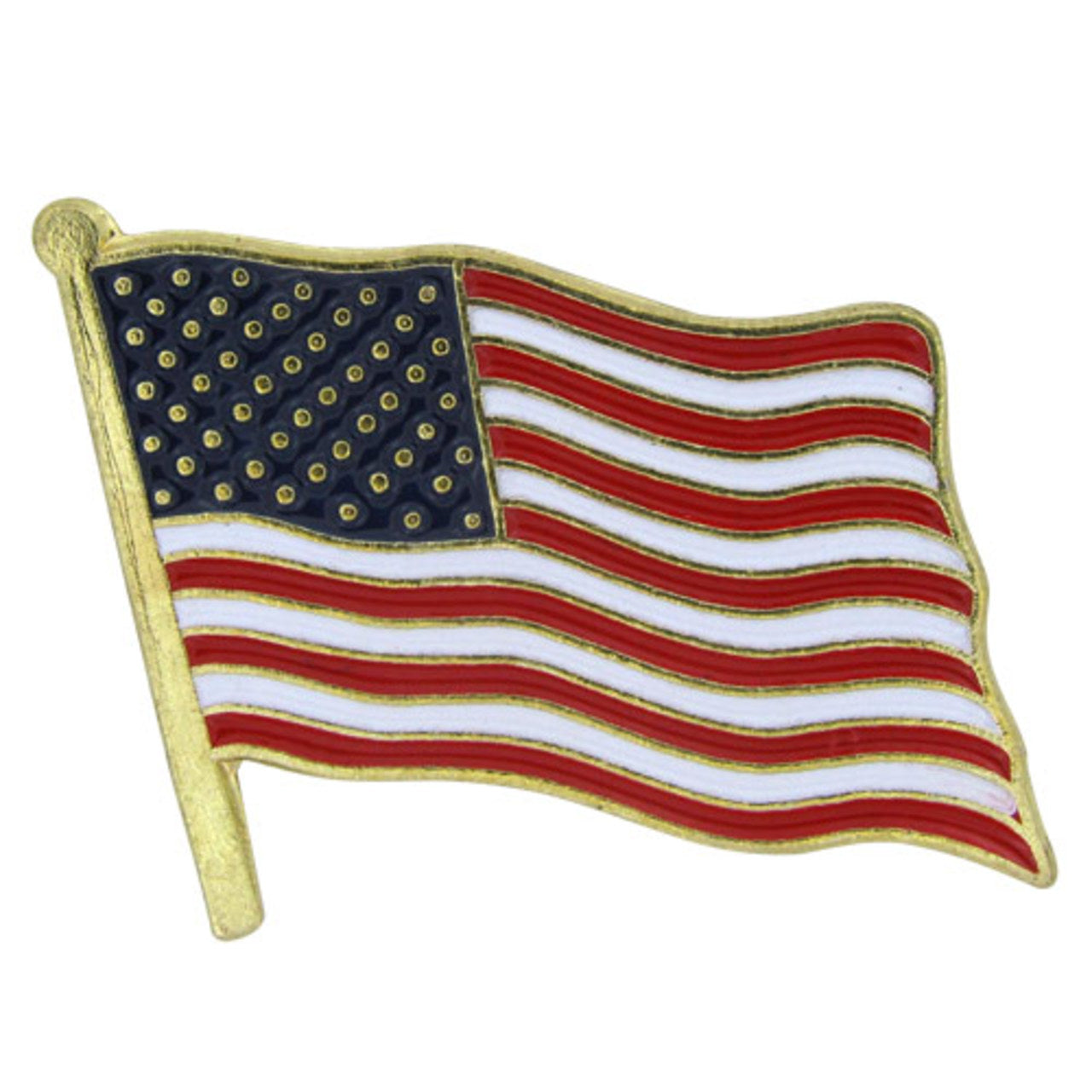 American flag lapel pin on a white background