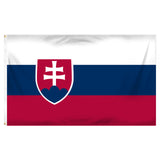 Flag of Slovakia with a white cross on a red and blue background