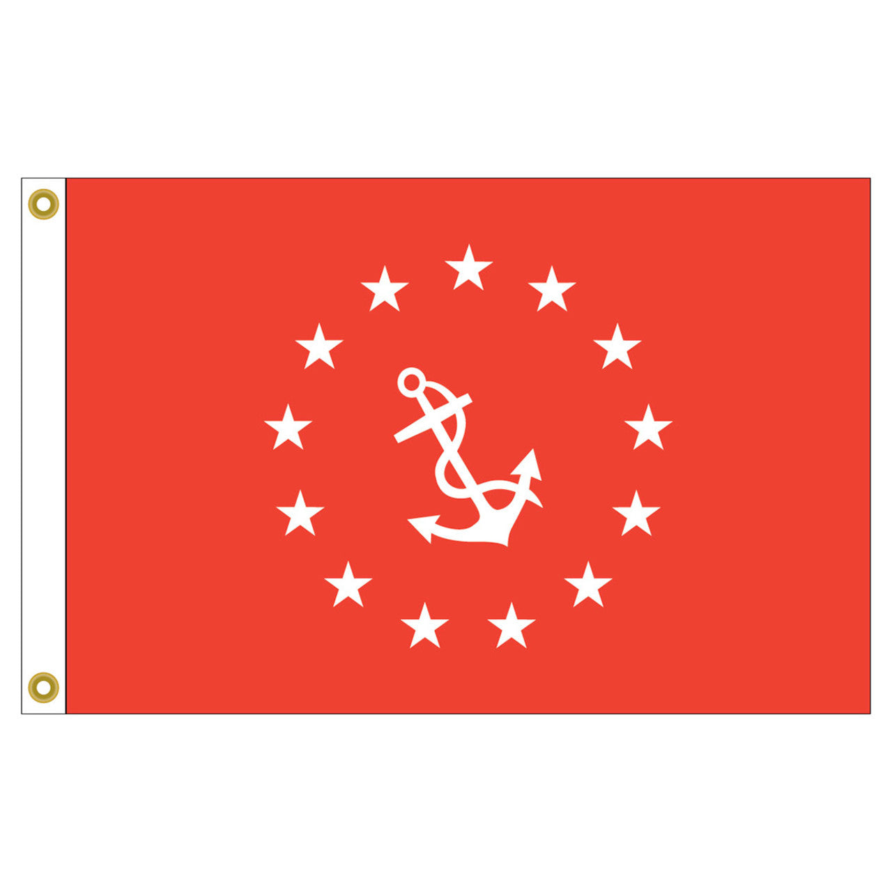 US Yacht Vice Commodore red flag with white anchor and stars on a white background