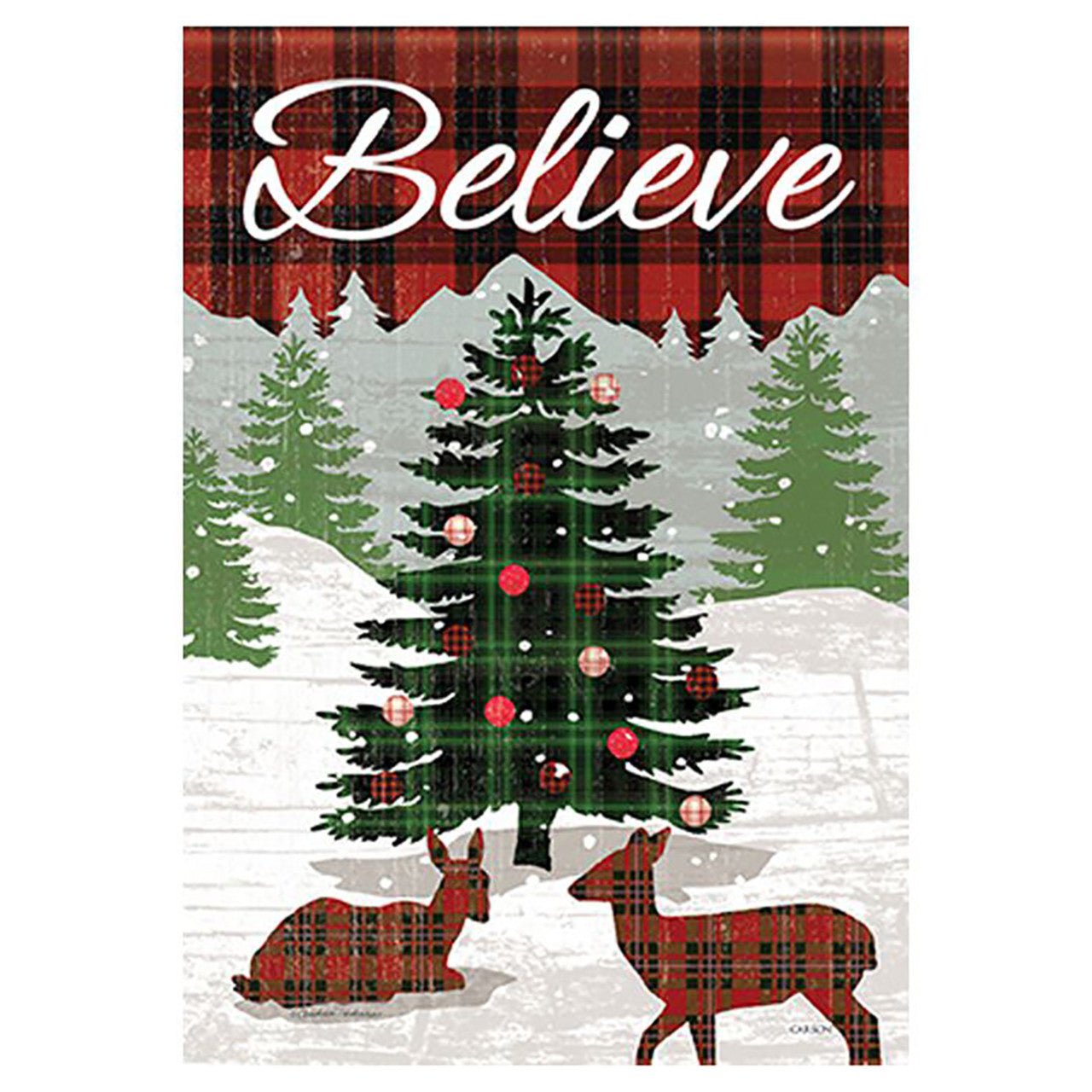 Carson Christmas Garden Flag - Believe Tree - 12.5in x 18in