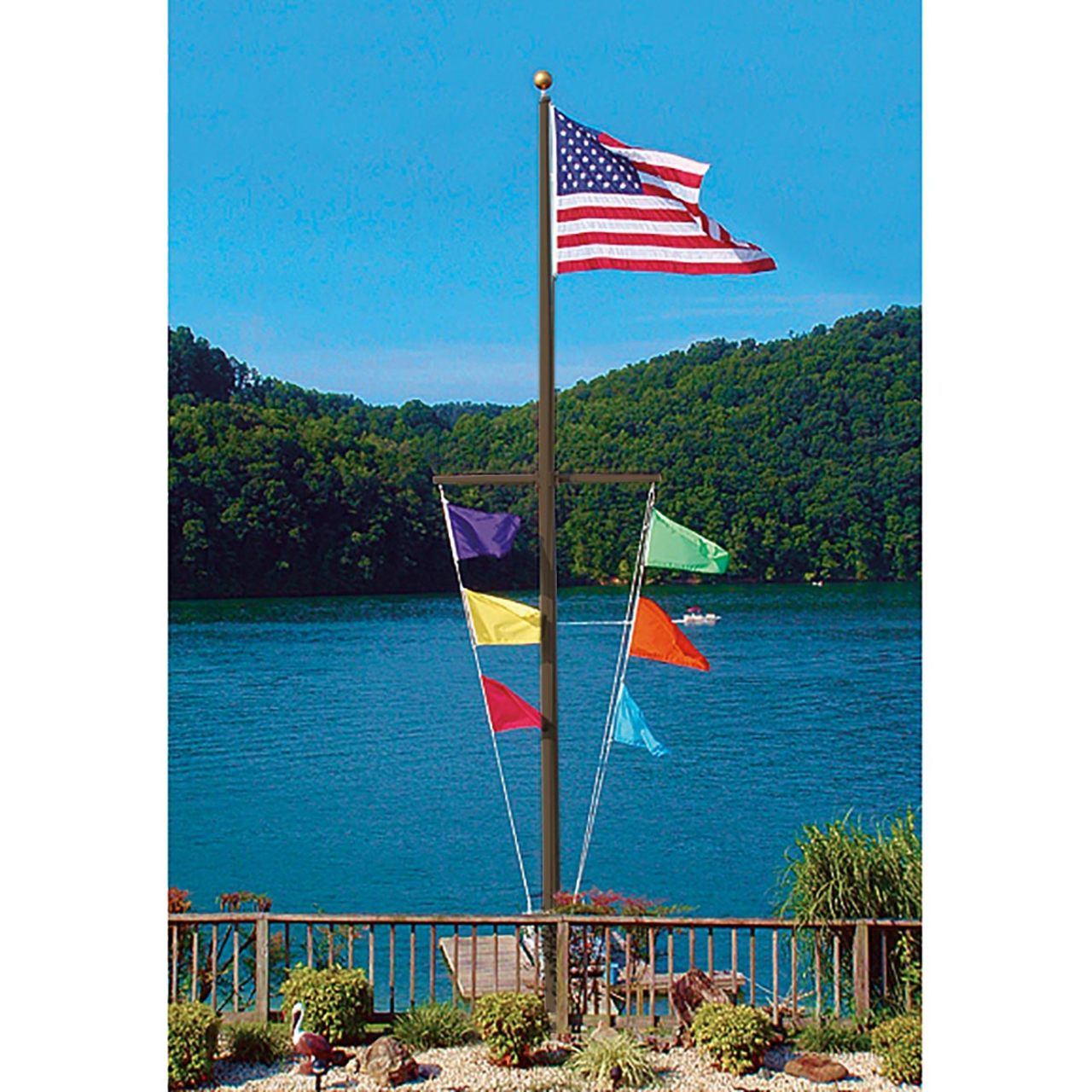 Nautical Single Mast Series 25ft Commercial Flagpole - .125in Wall Thickness - 5in Butt Diameter