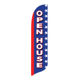 Swooper flag with 'Open House' text on a white background