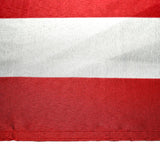 Close up of a white stripe and two red stripes from an American flag on a white background