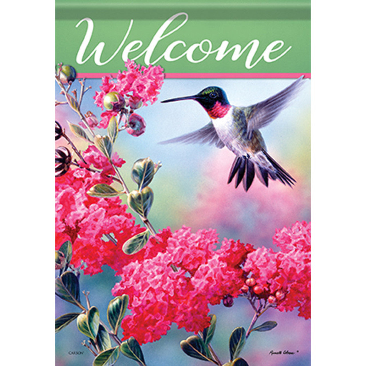 Carson Summer Garden Flag - Flying Hummingbird - 12.5in x 18in