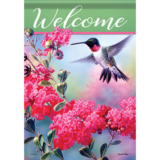 Carson Summer Garden Flag - Flying Hummingbird - 12.5in x 18in