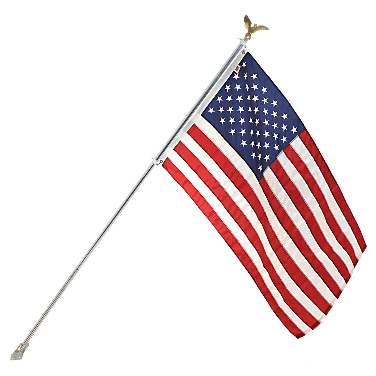Outdoor Wall Mounted Residential American Flagpole Kit - 3ft x 5ft Flag with Ties