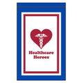 Flag with a red heart and 'Healthcare Heroes' text on a white background