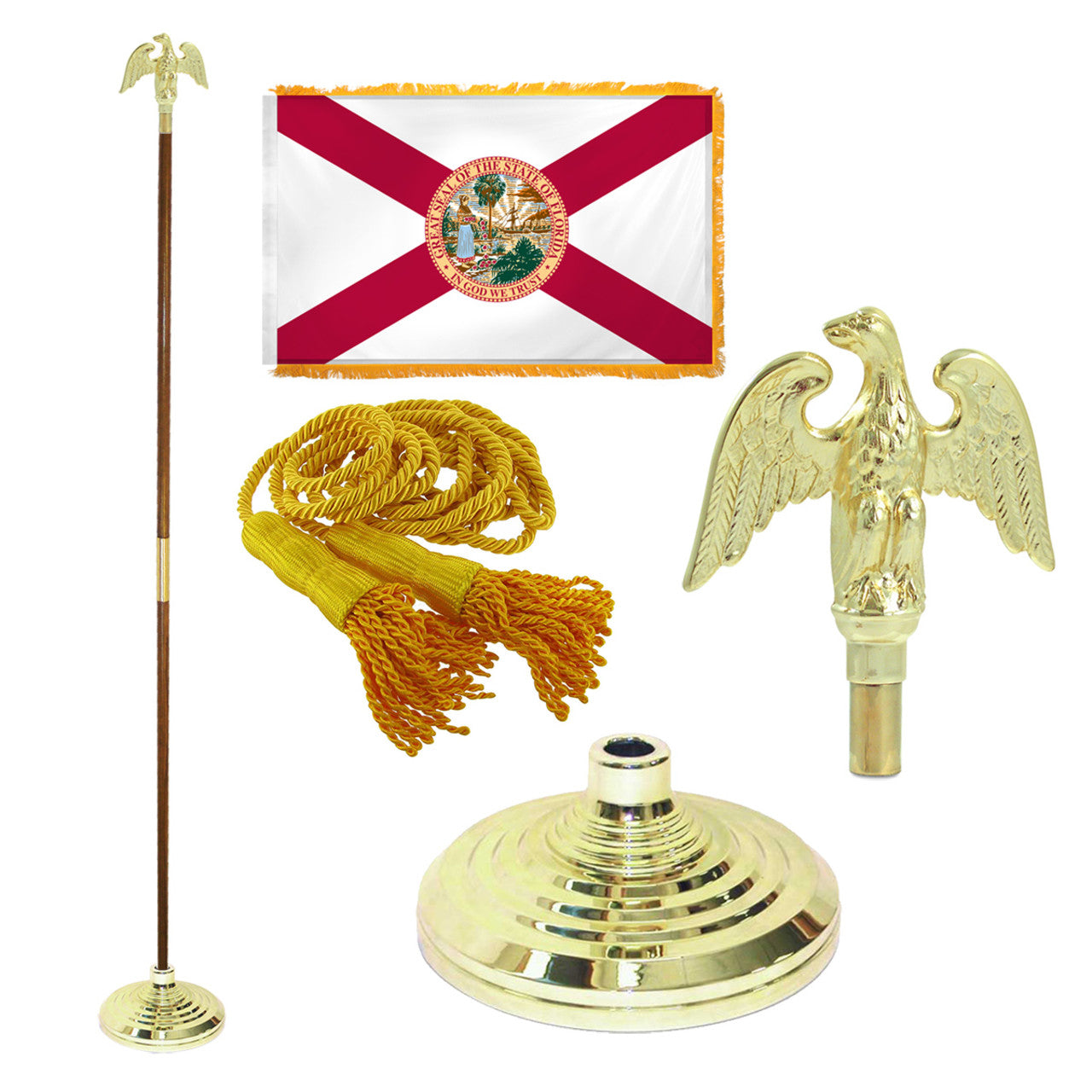 Super Tough Indoor Flagpole Kit with Nylon 3' x 5' Florida Flag