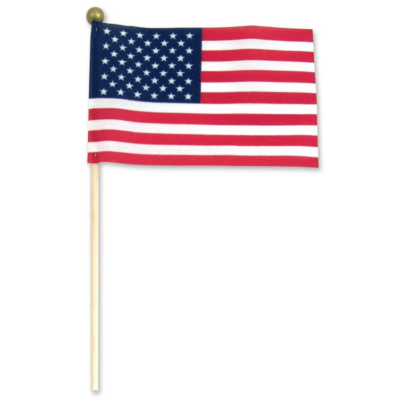Super Tough 4"x6" Cotton US Stick Flag with Ball Tip - 100 Pack
