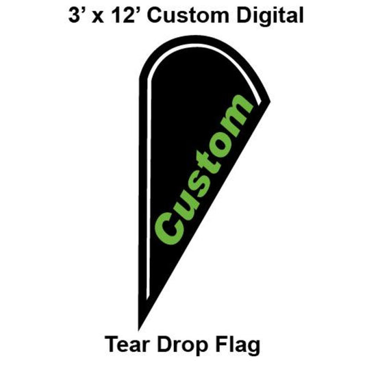 Custom Digital 3' x 13' Tear Drop Flag
