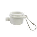 White plastic mounting ring with a metal clip on a white background