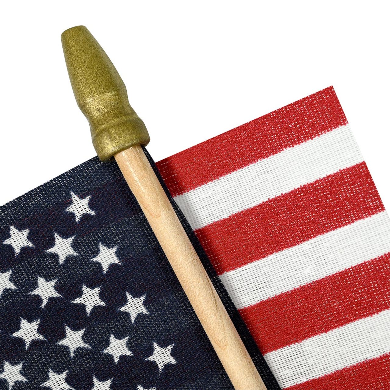 Super Tough 4"x6" Cotton US Stick Flag with Spear Tip - 25 Pack