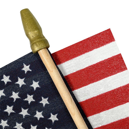 Super Tough 4"x6" Cotton US Stick Flag with Spear Tip - Minimum of 12