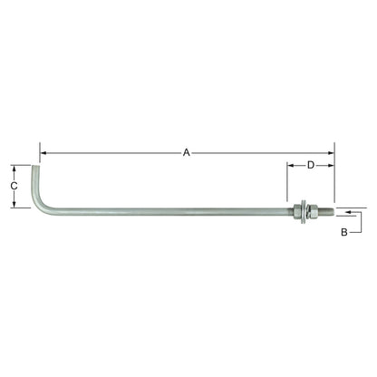 Silver Shoe Base Anchor Bolt 0.75" x 24"