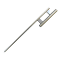 Metallic component of a telescopic flagpole with a pointed tip on a white background