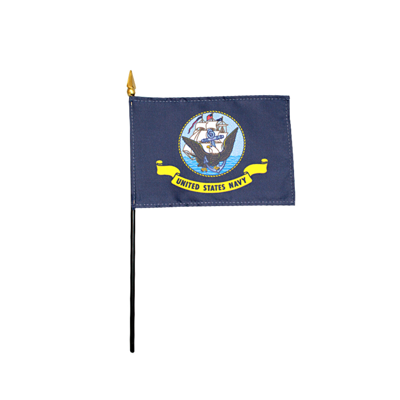 US Navy 4 x 6 inch Nylon Stick Flag Mounted on 10" Staff - Minimum of 12