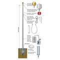 Xtreme Internal Reinforced with Winch Series 70ft 3 Sections Commercial Flagpole - .375in Wall Thickness - 12in Butt Diameter