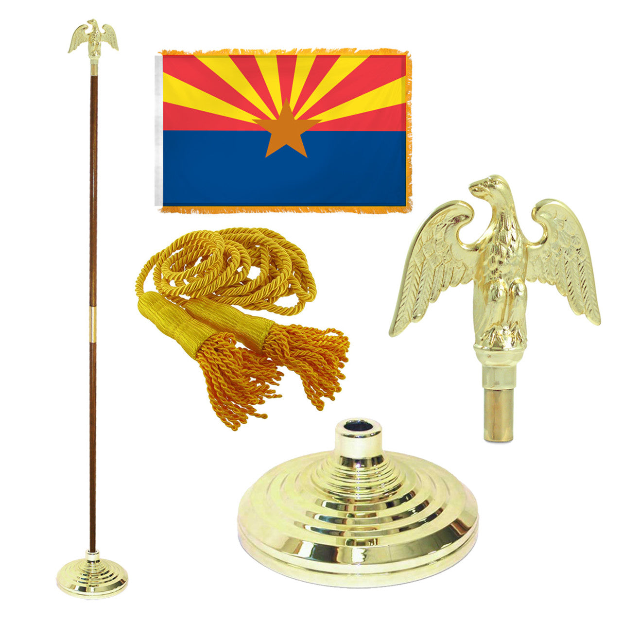 Super Tough Indoor Flagpole Kit with Nylon 4' x 6' Arizona Flag