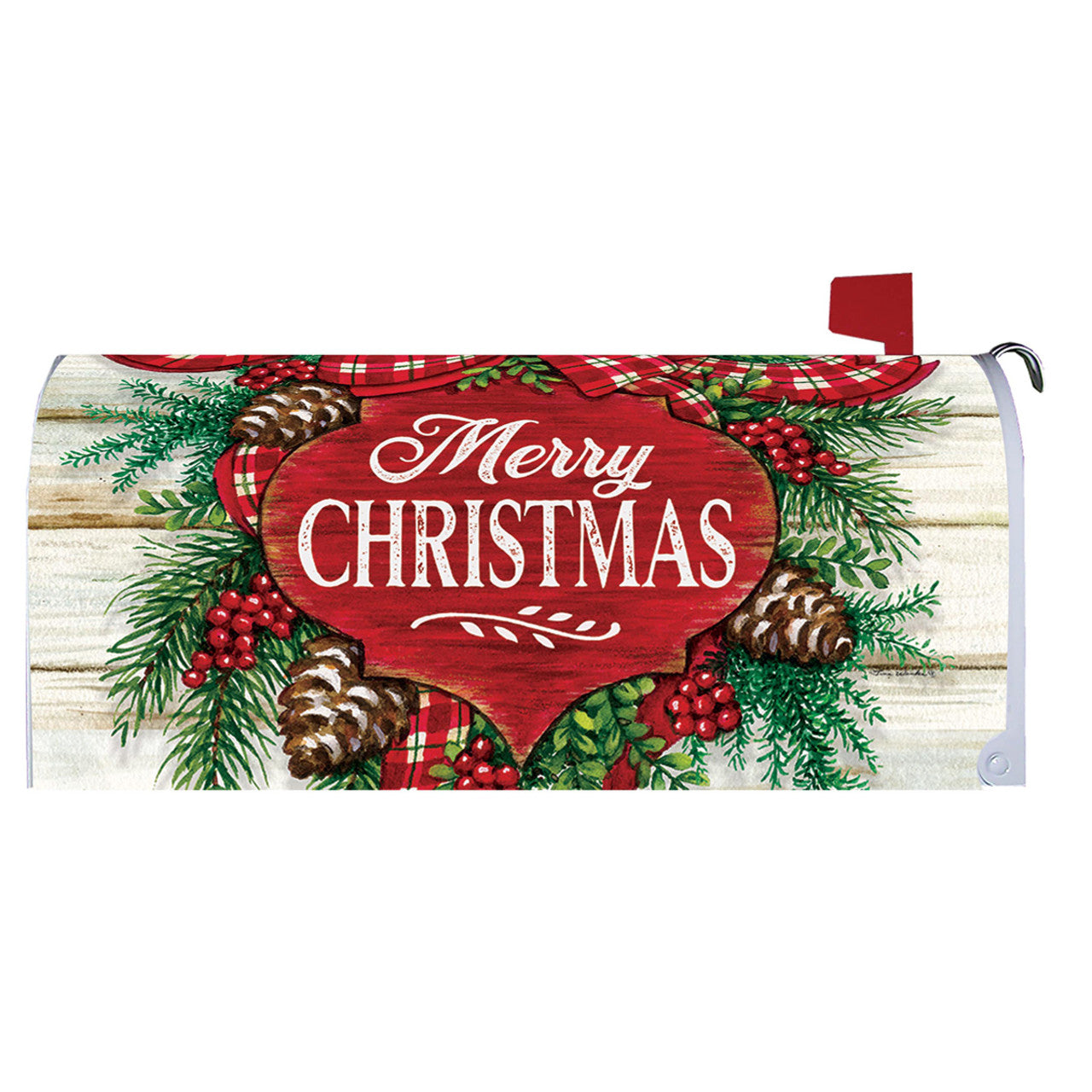 Merry Christmas Swag Mailbox Cover - 17.75" x 20"