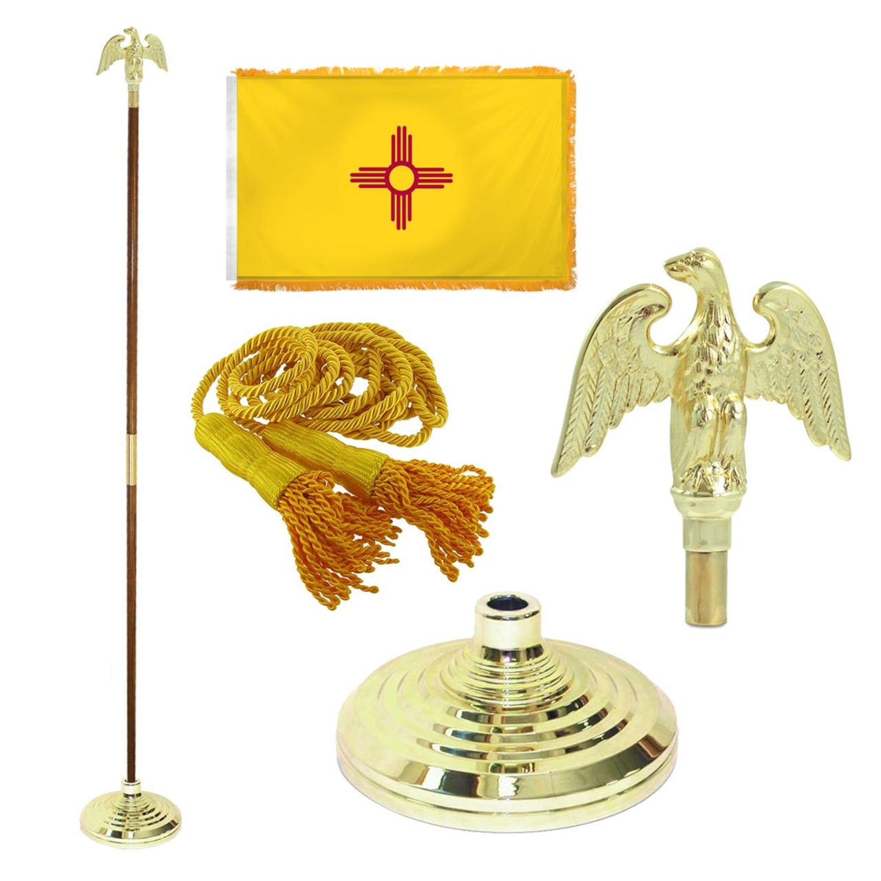 Super Tough Indoor Flagpole Kit with Nylon 4' x 6' New Mexico Flag