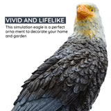 Bald eagle statue on a rock base with size diagram and detail insets