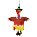 Colorful turkey-shaped decoration with a pilgrim hat on a white background