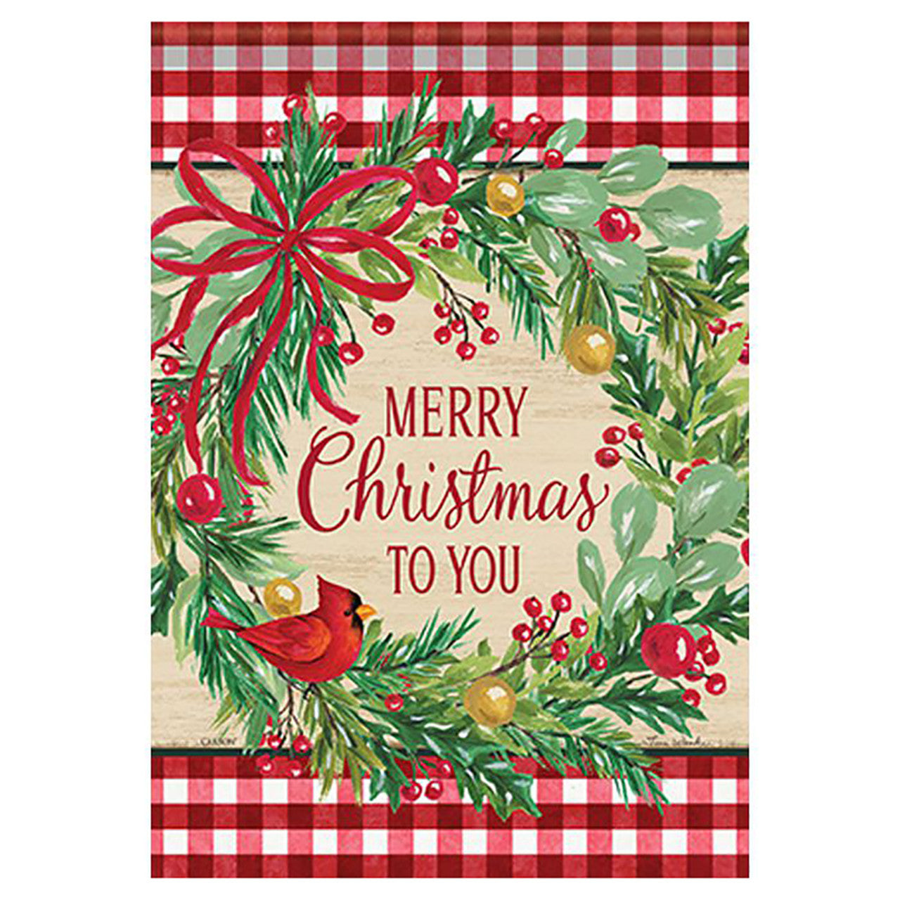 Carson Christmas Banner Flag - Burlap & Garland - 28in x 40in