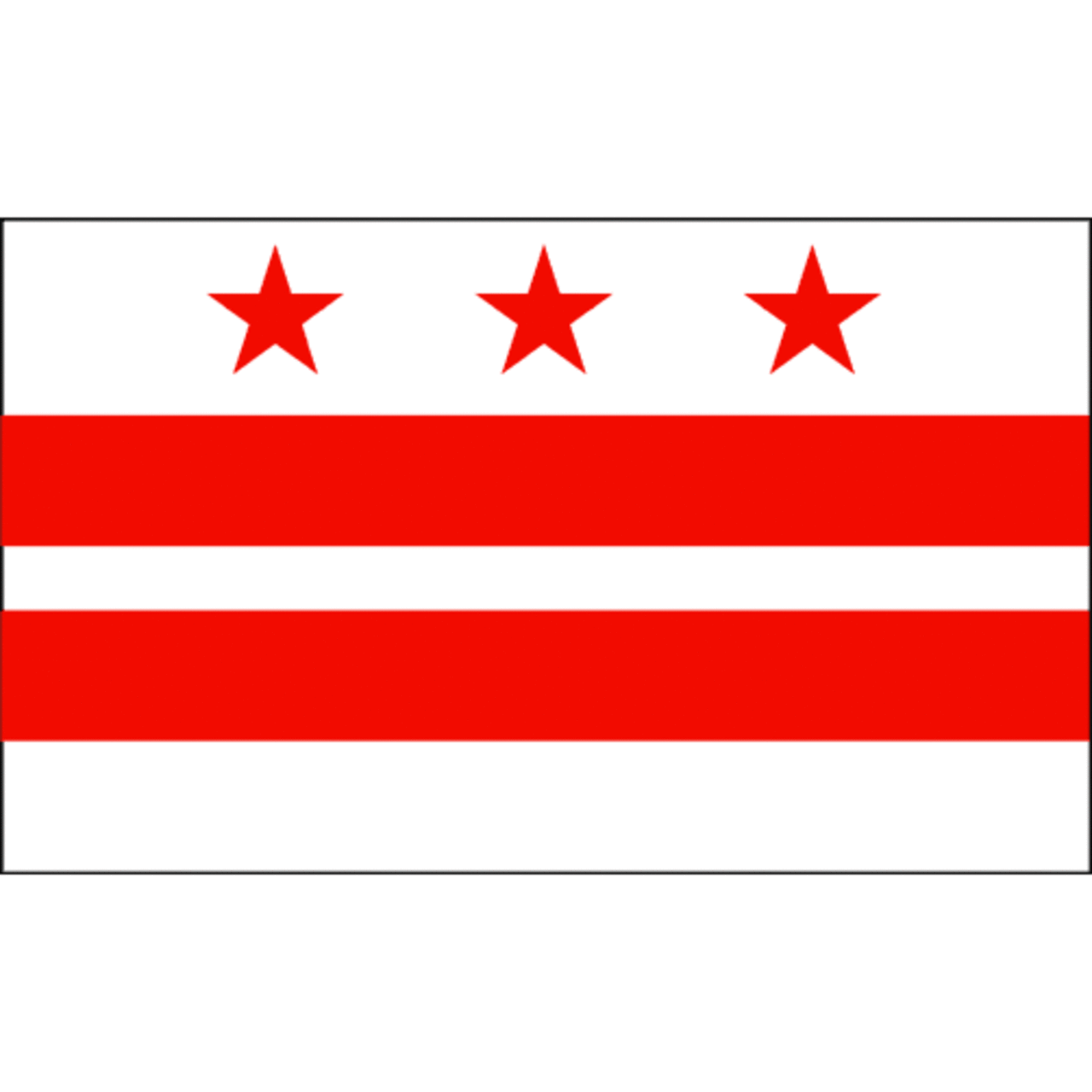 White Washington D.C. flag with red stars and red stripes