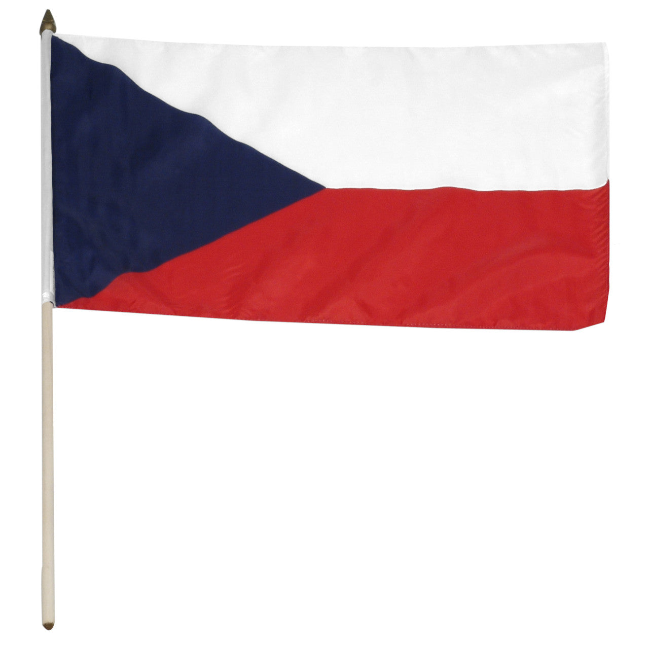 Czech flag with blue triangle intersecting white and red horizonal blocks
