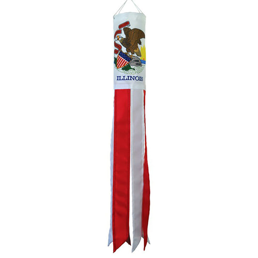 Illinois state flag windsock with eagle emblem on a white background