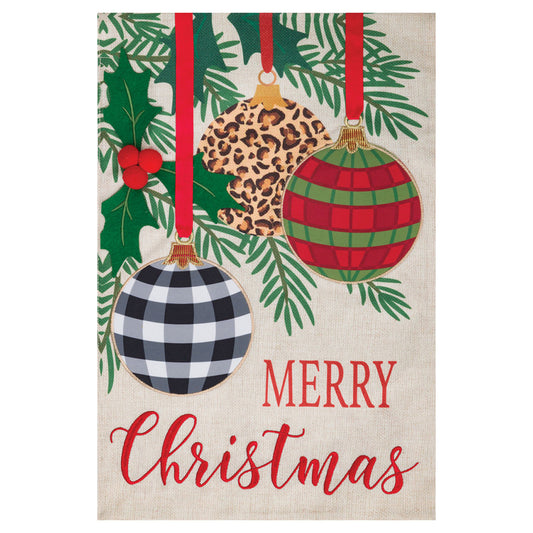 Three Holiday Ornaments Garden Flag - 12in x 18in