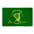 Green flag with Sons of Erin emblem featuring a harp and text on a white background