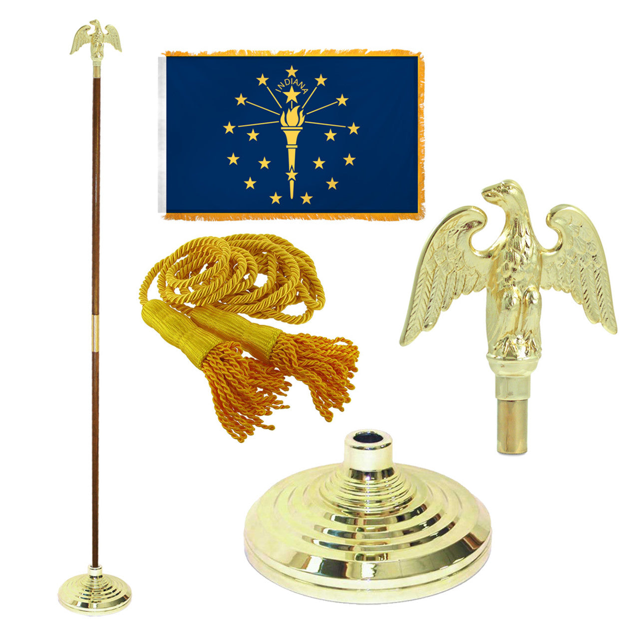 Super Tough Indoor Flagpole Kit with Nylon 4' x 6' Indiana Flag
