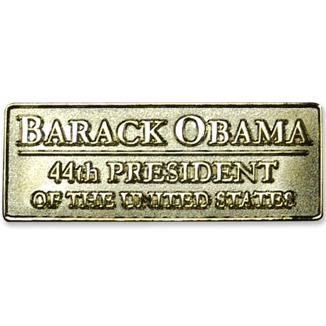 Gold bar with 'Barack Obama 44th President of the United States' text on a white background